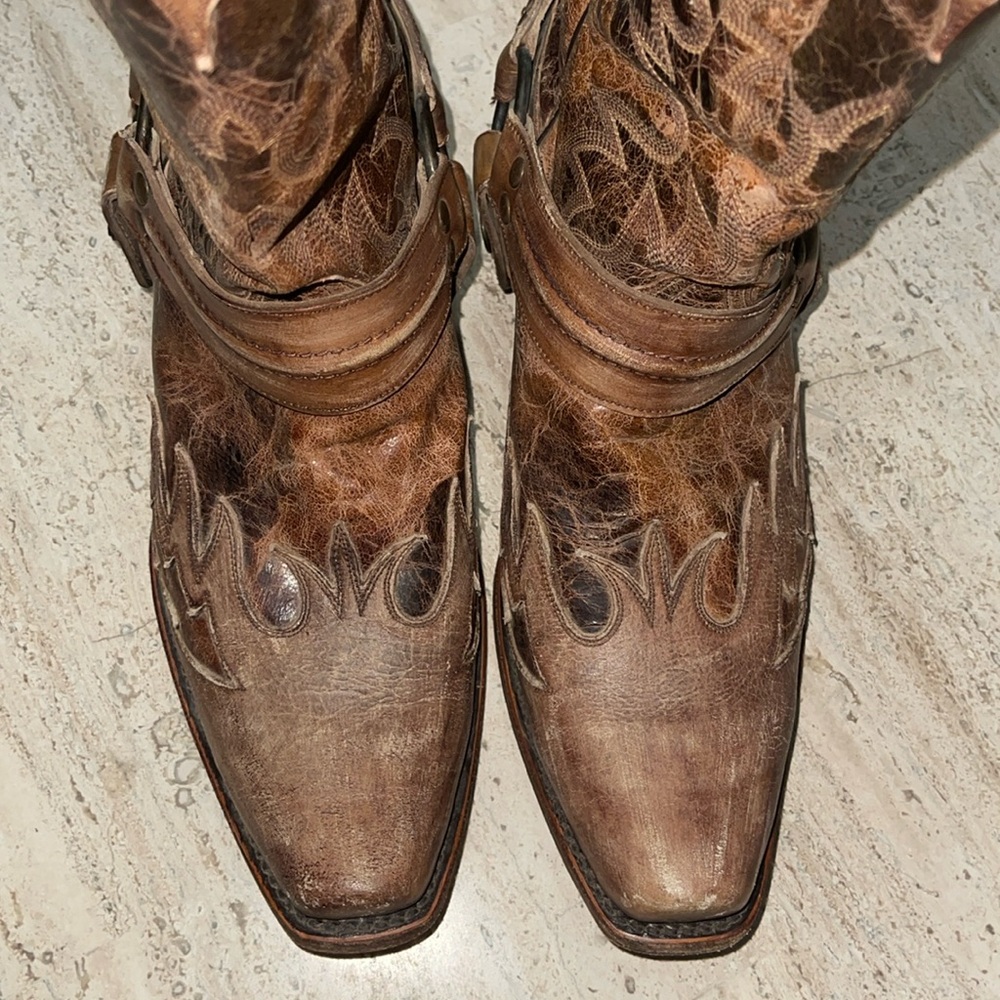 STETSON Men’s Outlaw Bad Guy Harness Boots Tru X Lug Sole Handcrafted Tan Size 9 - Picture 7 of 16